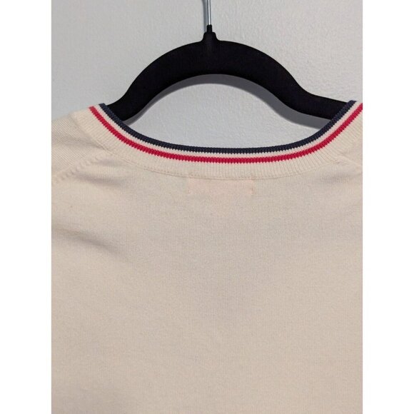 Lilly Pulitzer Long Sleeve Shirt Size M White Stretch Vintage V Neck Logo - Picture 13 of 15